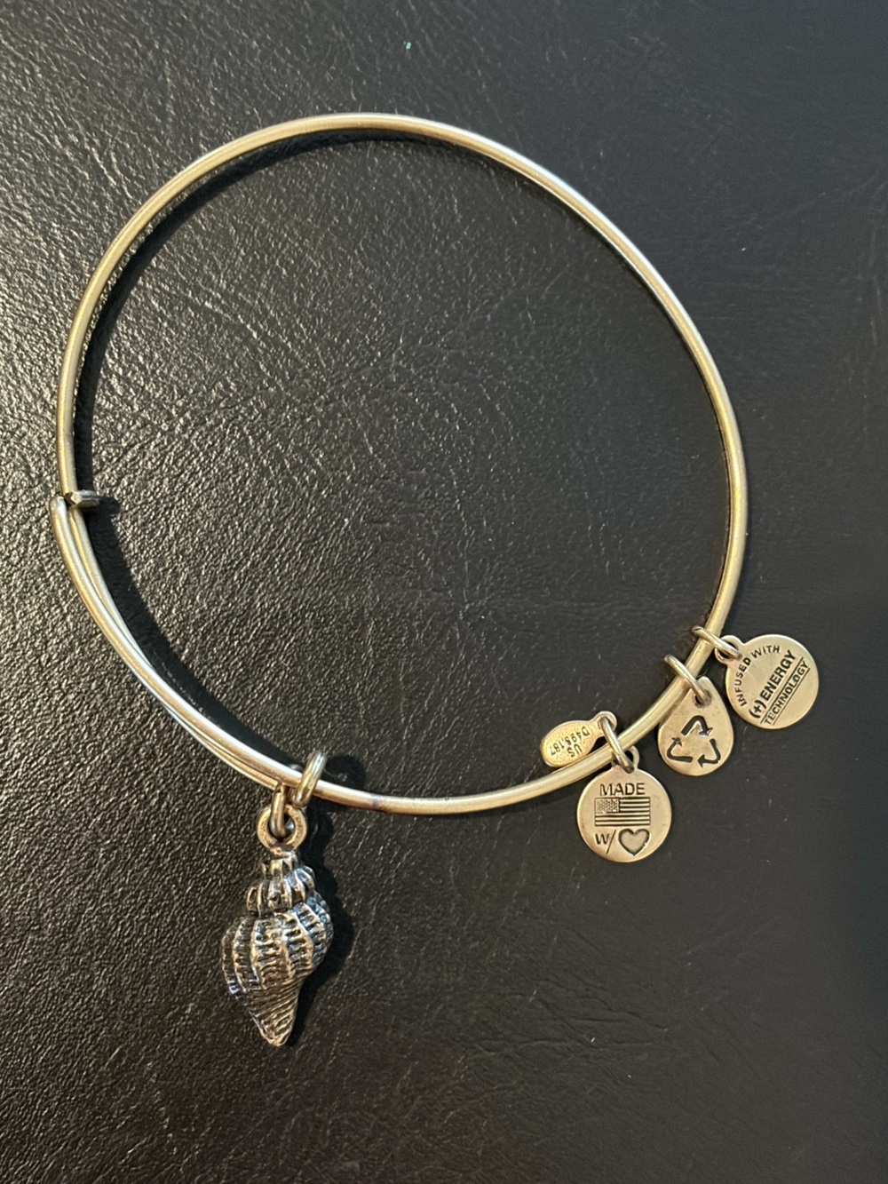Alex and Ani Gold-Tone Shell Charm Bangle - Picture 5 of 6